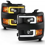 2017 Chevy Silverado 3500HD Black Projector Headlights LED Switchback A2