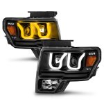 2010 Ford F150 Black Projector Headlights LED DRL Switchback A3