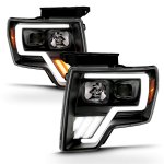 Ford F150 2009-2014 Black Projector Headlights LED DRL Switchback A6