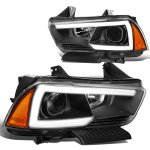 Dodge Charger 2011-2014 Black Projector Headlights LED DRL N2