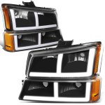 Chevy Avalanche 2003-2006 Black LED DRL Headlights Bumper Lights N4
