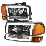 2000 GMC Yukon XL Black LED DRL Headlights Switchback Bumper Lights N5