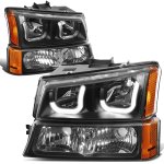 2003 Chevy Avalanche Black LED DRL Headlights Set N3