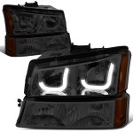 2003 Chevy Avalanche Smoked LED DRL Headlights Set N3