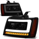 Chevy Suburban 2007-2014 Black Smoked Projector Headlights LED DRL Signals N5