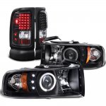 Dodge Ram 3500 1994-2002 Black Projector Headlights and LED Tail Lights