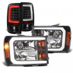 2010 GMC Sierra Denali Black Headlights DRL LED Tail Lights