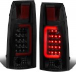 Chevy 2500 Pickup 1988-1998 Black Smoked LED Tail Lights Red Tube