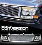 2002 Chevy Silverado Chrome Billet Grille and Black Headlight Conversion Kit