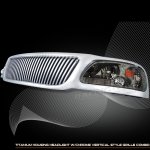 2002 Ford F150 Chrome Vertical Grille and Smoked Headlights Set