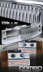 Chevy 3500 Pickup 1994-1998 Chrome Vertical Grille and Projector Headlights Set