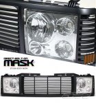 1999 GMC Sierra 2500 Black Billet Grille and Clear Headlight Conversion Kit