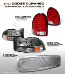 Dodge Durango 1998-2003 Chrome Grille and Black Headlights with LED Tail lights