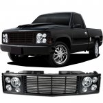 2000 Chevy 3500 Pickup Black Billet Grille and Headlight Conversion Kit