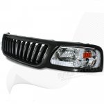 2002 Ford F150 Black Vertical Grille and Clear Euro Headlights Set