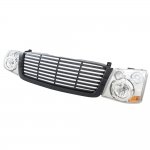 Chevy Avalanche 2003-2006 Black Billet Grille and Clear Headlight Conversion Kit