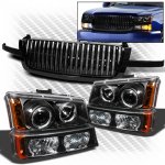 Chevy Avalanche 2003-2006 Black Grille and Projector Headlights Bumper Lights