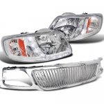 Ford Expedition 1999-2002 Chrome Vertical Grille and Headlights LED DRL