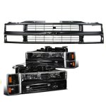 Chevy Suburban 1994-1999 Black Grille and Euro Headlights Set