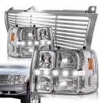 Chevy Silverado 1999-2002 Chrome Billet Grille and LED DRL Headlights