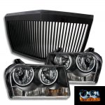 Chrysler 300 2005-2010 Black Phantom Grille and Halo Headlights