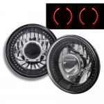 1976 Chevy Van Red LED Black Chrome Sealed Beam Projector Headlight Conversion