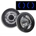 1974 Plymouth Duster Blue LED Black Chrome Sealed Beam Projector Headlight Conversion