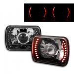 1980 Chevy El Camino Red LED Black Chrome Sealed Beam Projector Headlight Conversion