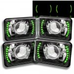 1988 Toyota Land Cruiser Green LED Black Chrome Sealed Beam Projector Headlight Conversion Low and High Beams
