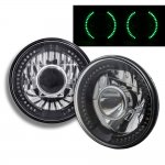 1985 VW Cabriolet Green LED Black Chrome Sealed Beam Projector Headlight Conversion