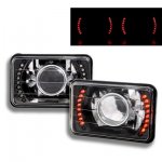 1986 Chevy Cavalier Red LED Black Chrome Sealed Beam Projector Headlight Conversion
