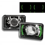 1984 Ford Mustang Green LED Black Chrome Sealed Beam Projector Headlight Conversion
