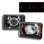 1997 GMC Jimmy Red LED Black Chrome Sealed Beam Projector Headlight Conversion