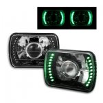 1979 Ford F150 Green LED Black Chrome Sealed Beam Projector Headlight Conversion