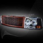 2002 Chevy Silverado Red Billet Grille and Black Headlight Conversion Kit