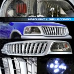 2002 Ford F150 Chrome Vertical Grille and Smoked Euro Headlights Set