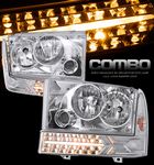 Ford Excursion 2000-2004 Clear Euro Headlights and Bumper Lights Set