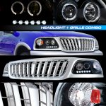 2002 Ford F150 Chrome Bar Grille and Black Projector Headlights