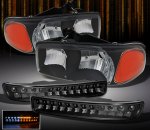 GMC Yukon 2000-2006 Black Euro Headlights and LED Bumper Lights
