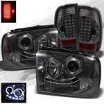 Ford F350 Super Duty 2005-2007 Smoked Projector Headlights and LED Tail Lights
