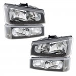 2003 Chevy Avalanche Black Clear Headlights and Bumper Lights