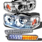 2000 GMC Sierra 2500 Chrome Projector Headlights and LED Bumper Lights