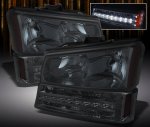 Chevy Avalanche 2003-2005 Smoked Euro Headlights and LED Bumper Lights
