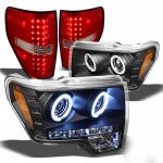 Ford F150 2009-2014 Black CCFL Halo Headlights and Red Clear LED Tail Lights