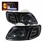 2002 Ford F150 Black Euro Headlights and LED Corner Lights Set