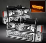 Chevy 1500 Pickup 1994-1998 Clear Euro Headlights and LED Bumper Lights