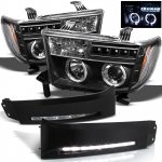 2012 Toyota Tundra Black Halo Projector Headlights and LED Daytime Running Lights
