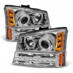 Chevy Silverado 2500 2003-2004 Clear Projector Headlights and LED Bumper Lights