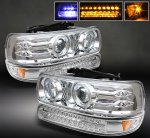 Chevy Silverado 1999-2002 Clear Projector Headlights and LED Bumper Lights