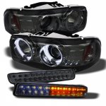 2001 GMC Sierra 2500 Smoked Projector Headlights and LED Bumper Lights